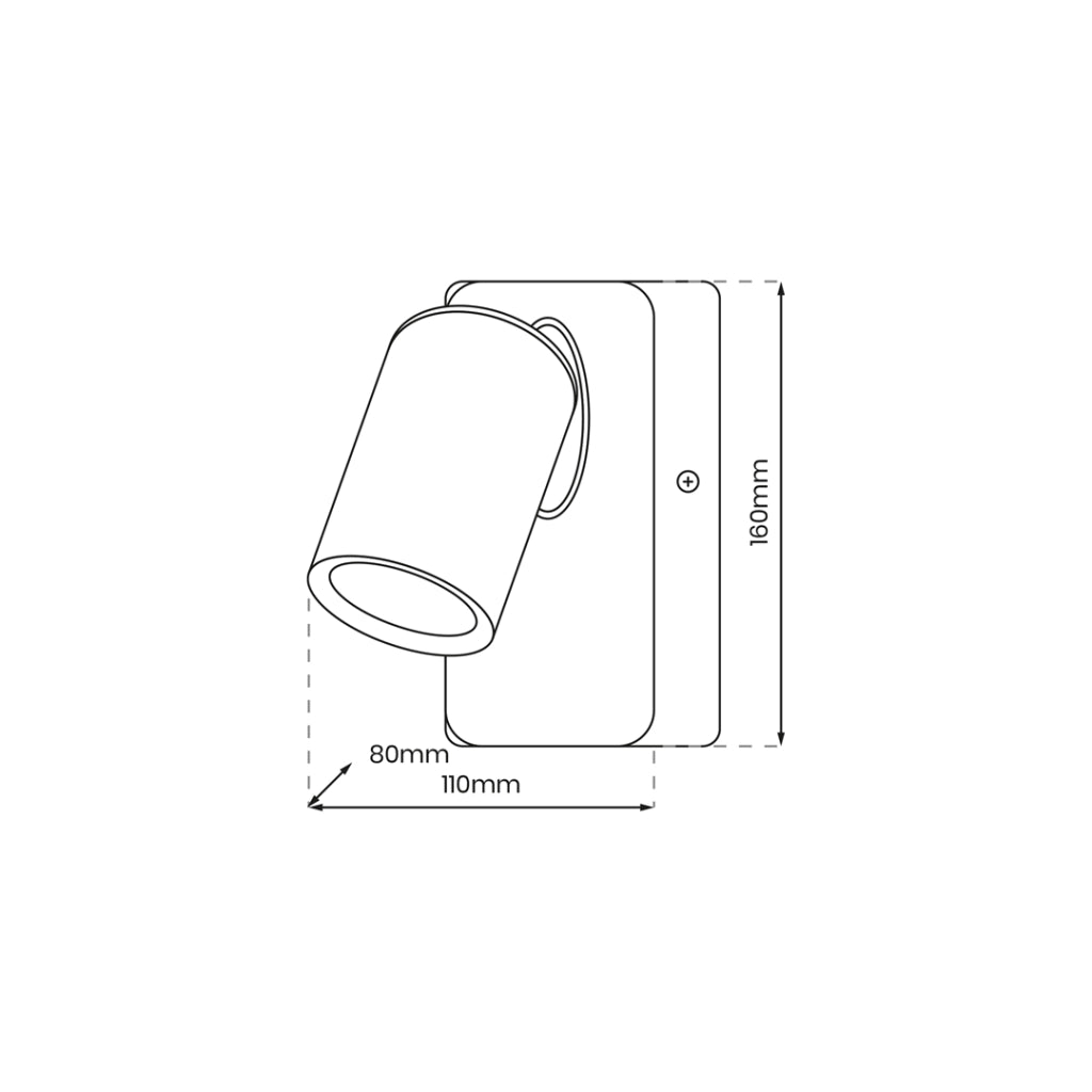 Applique lettura girevole con interruttore nera Andy GU10