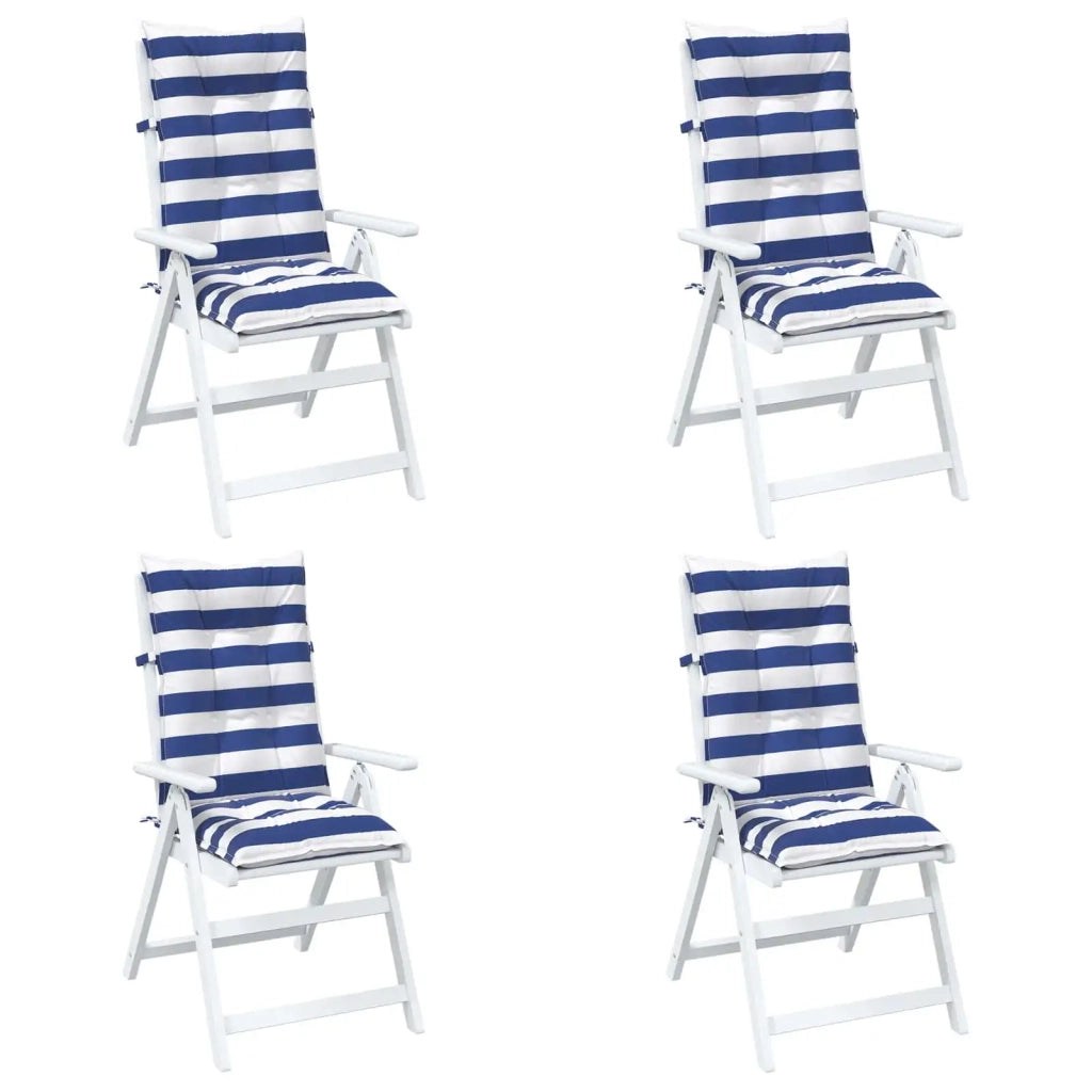 Cuscino da Esterno 4 pcs Blu e Bianco 120 x 50 x 7 cm Tessuto 42040528