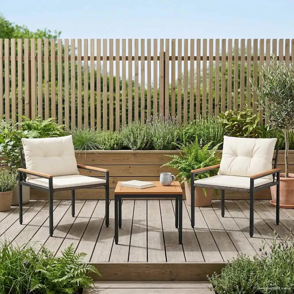 Set Mobili da Esterno 3 pcs Bianco Crema polyrattan 42025361