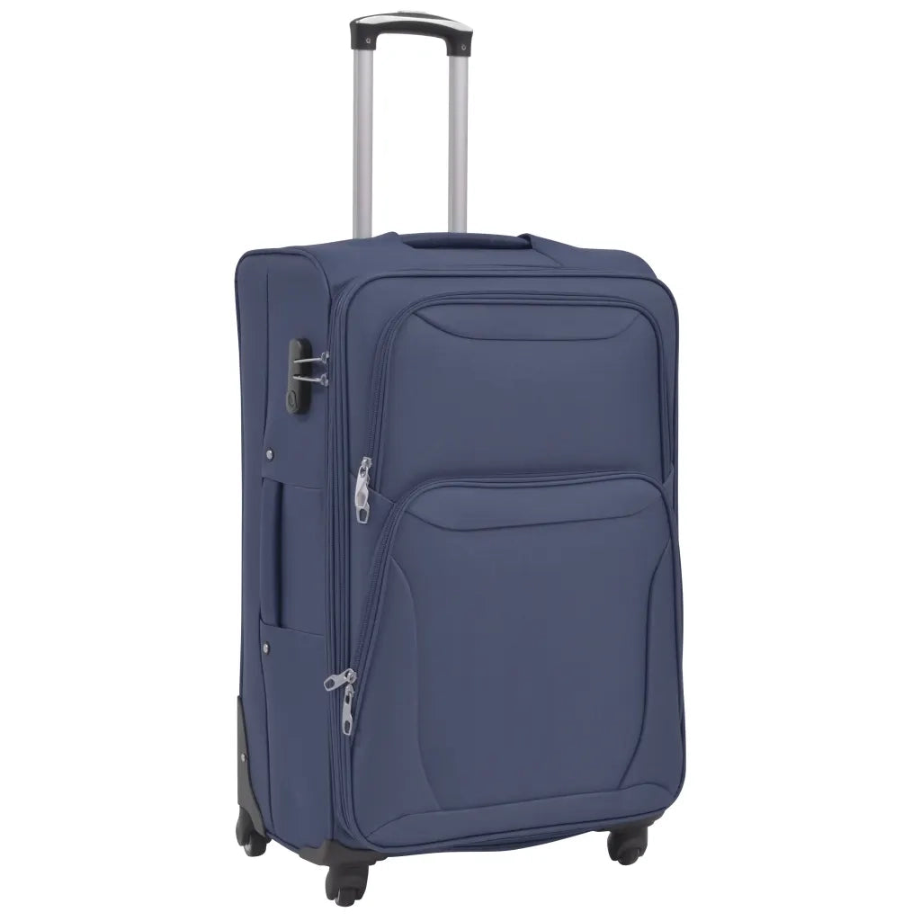 3 pz Set di Valigie Trolley Morbide Blu Marino 91317