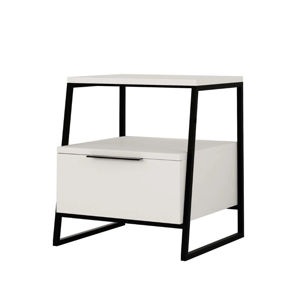Comodino bianco Pal 45x41x50 cm – Stile Moderno e Funzionalità in un Design Raffinato