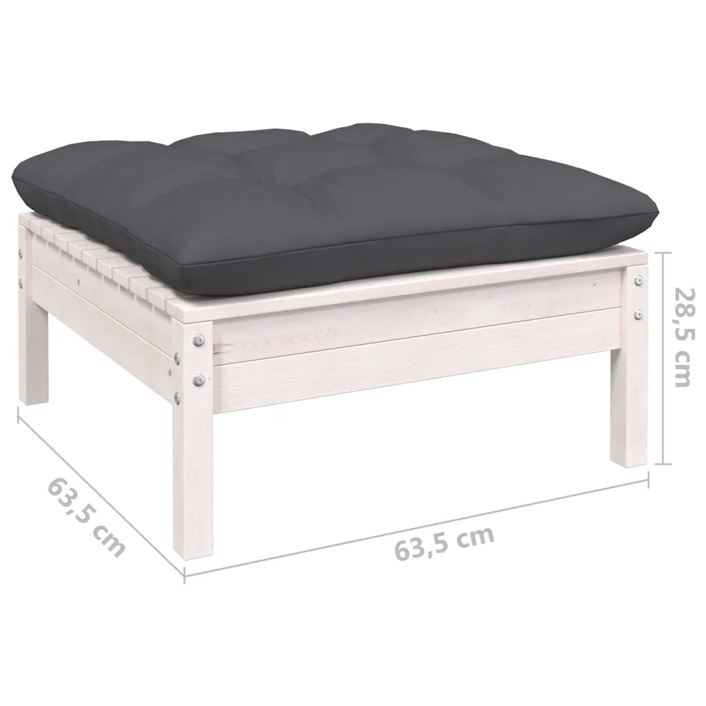 Set Divani da Giardino 6 pz con Cuscini Bianchi Legno di Pino 3096317