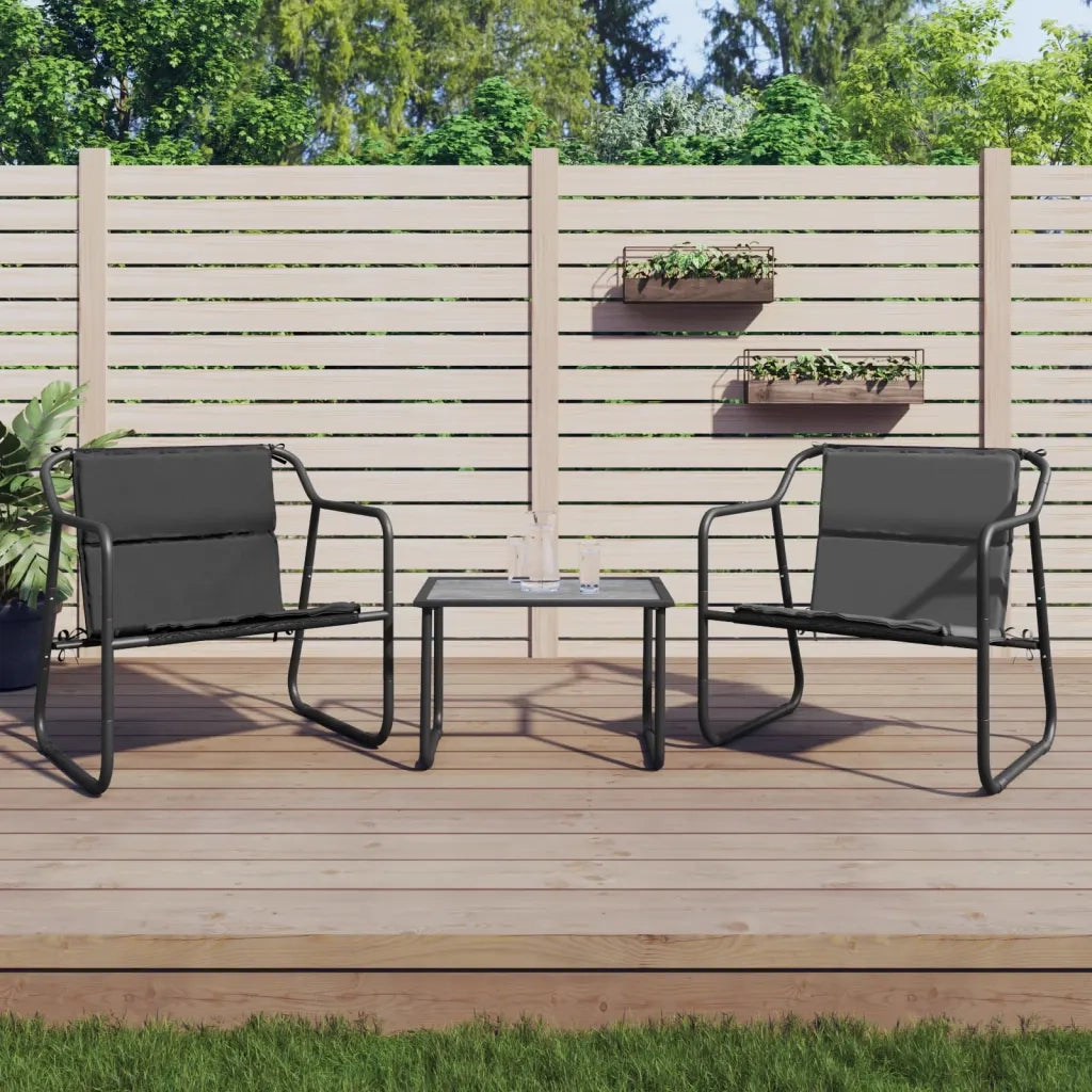 Set Salotto da Giardino 3 pz | Set di Mobili da Esterno con Cuscini in Acciaio Antracite