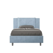 BS COM Letto una piazza e mezza con rete imbottito 110x210 microfibra azzurro