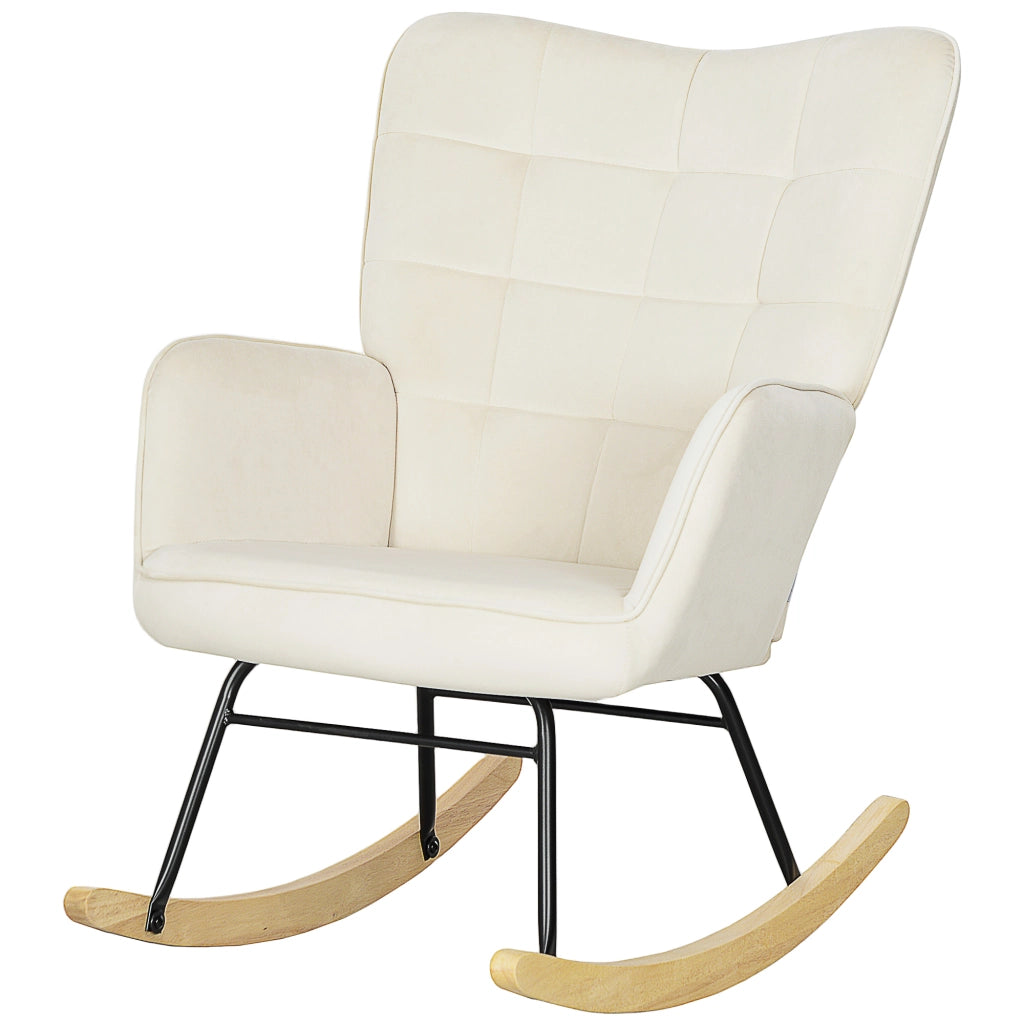 Poltrona a Dondolo ¨C Minimal ¨C Beige Tessuto Imbottita