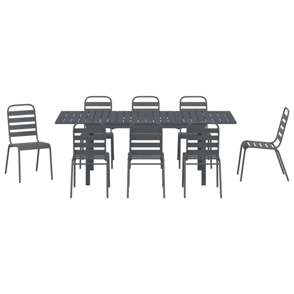 Set da Pranzo per Giardino 9 pcs Antracite