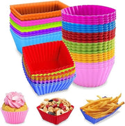 Forme di silicone riciclabili - Mini stampi per cupcake ecologici - 48 pezzi.