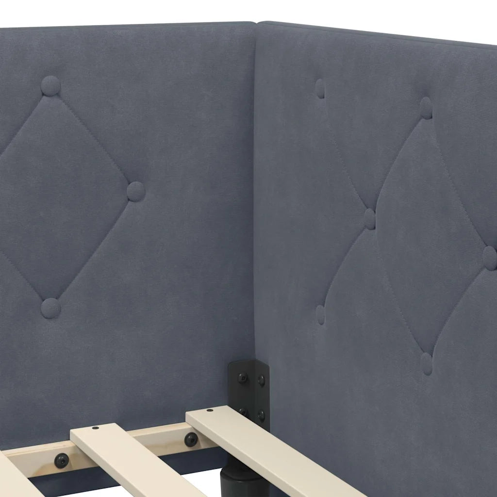 Cornice del letto ad angolo Grigio scuro 80 x 200 cm Velluto 42016514