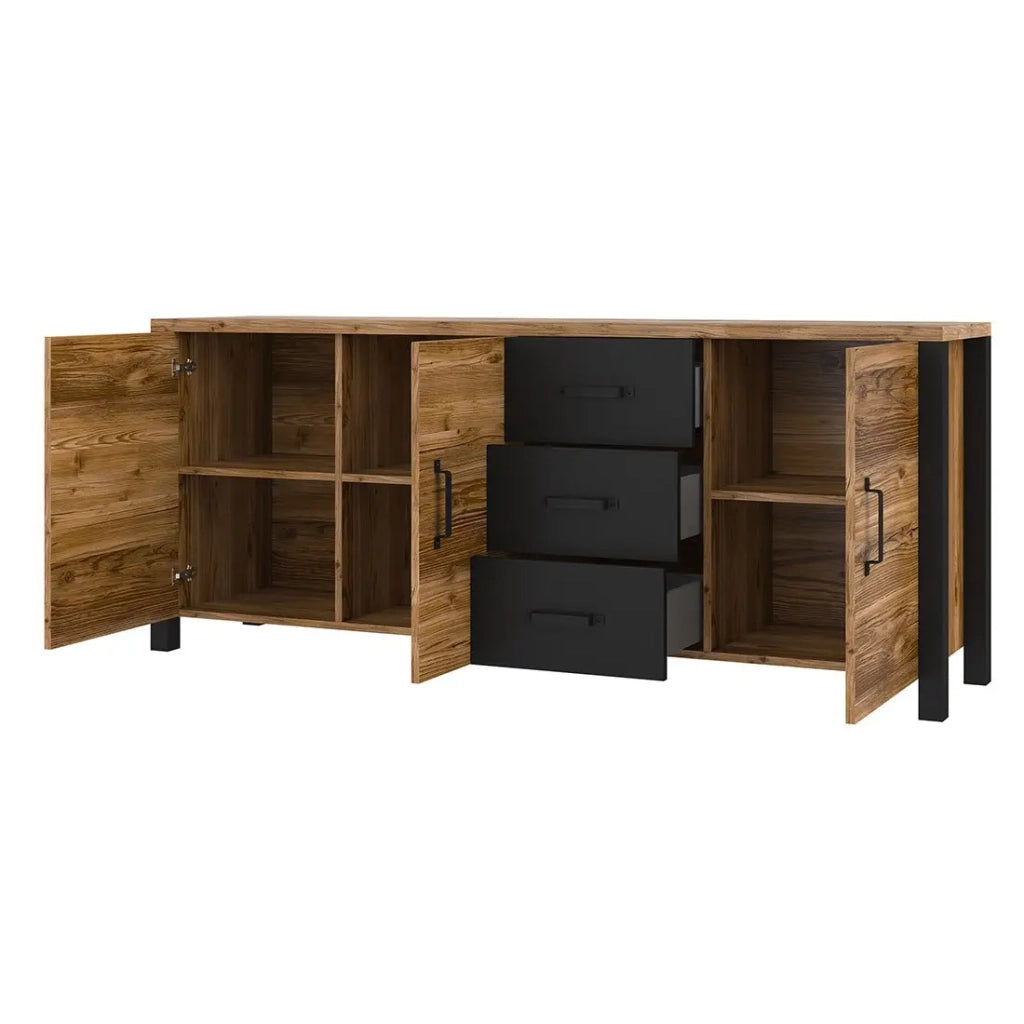 Buffet XL DARWIN – 190 cm in abete e nero opaco
