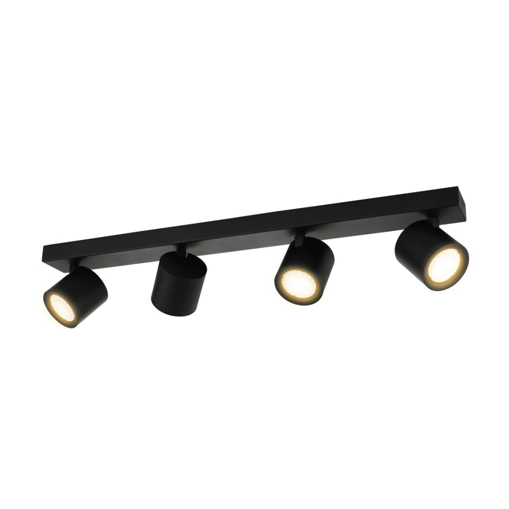 Faretto soffitto moderno 4 luci nero orientabile GU10
