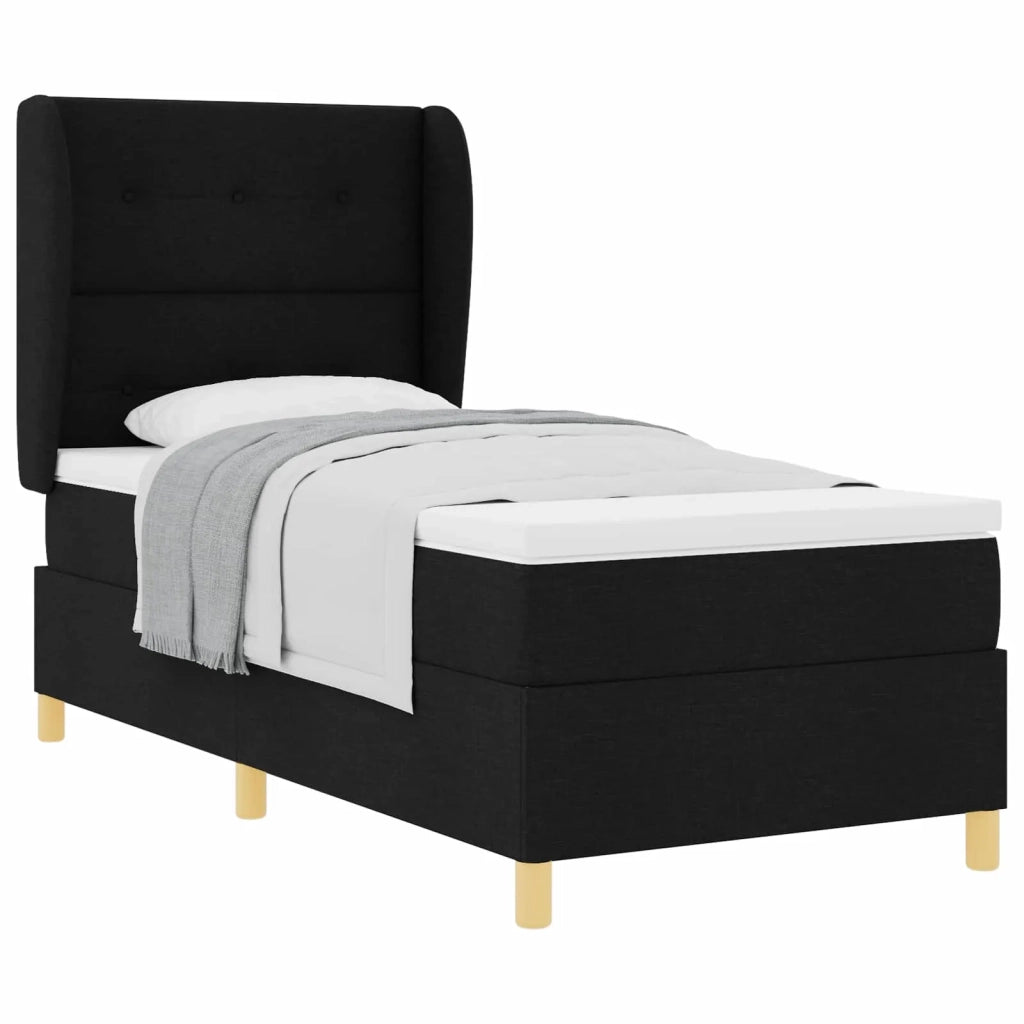 Letto a molle con materasso Nero 200 x 90 cm Tessuto 3340734