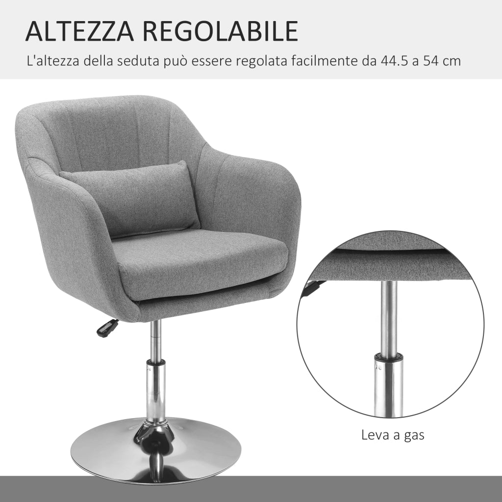 Sedia Girevole con Cuscino e Bracciolo ¨C Minimal ¨C Grigio 60x60x79-91 cm