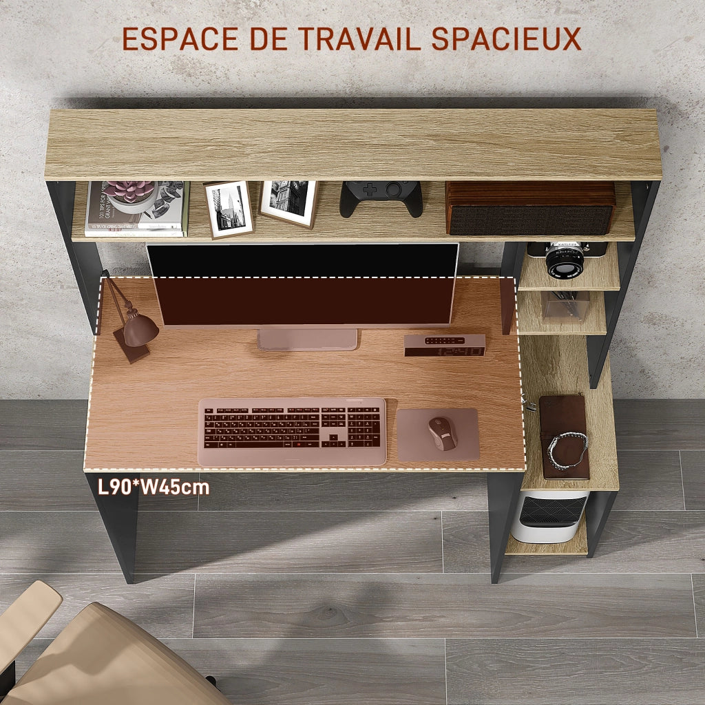 Scrivania con scaffali e supporto PC ¨C Minimal ¨C 114x45x138 cm