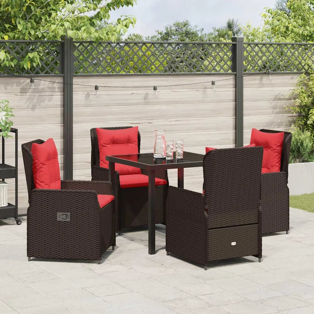 Set da Pranzo per Giardino 5 pcs Marrone Poly Rattan