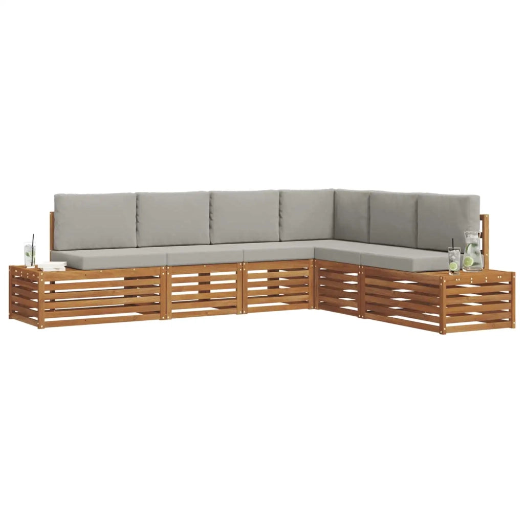 Set di divani da esterno 6 Pezzo Grigio Naturale e Chiaro 3375451