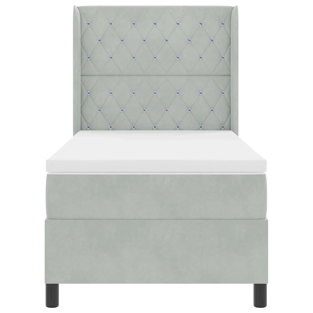 Letto a molle con testiera Grigio chiaro 90 x 190 cm Velluto 3341930