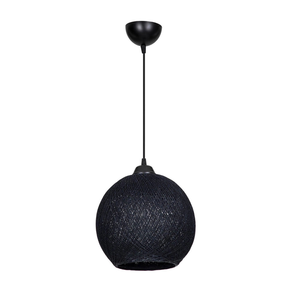 Lampada a Sospensione 'Lisburn' con Paralume a Globo in Iuta - Nero [lux.pro]