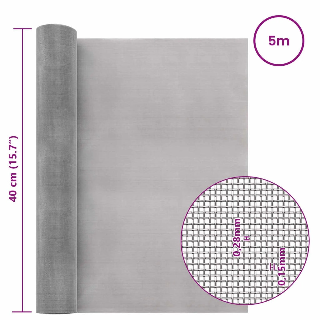 Rete per schermatura 40 x 500 cm 60 Mesh Argento 42039566
