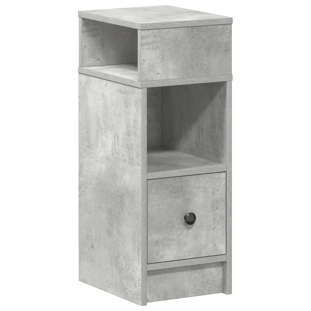 Comodino con cassetto-Tavolino da notte Grigio Cemento 25x31x66 cm