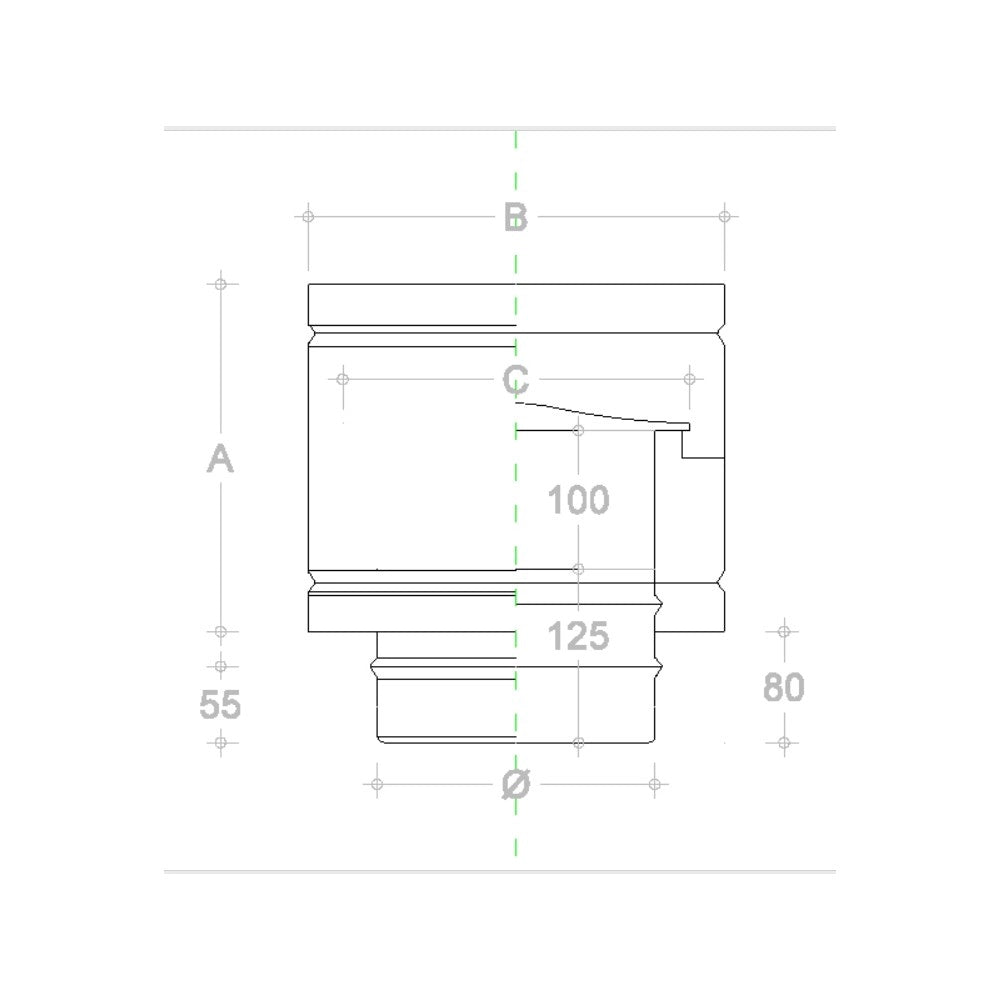 Fumaiolo da 80mm terminale tipo botte 4 venti inox aisi 304 base tonda m maschio