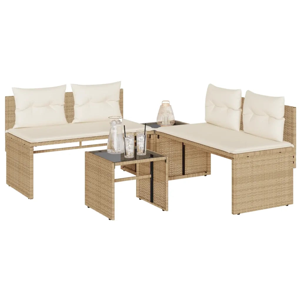 Set Divano da Giardino 4 pz con Cuscini Beige in Polyrattan 4003882