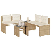 Set Divano da Giardino 4 pz con Cuscini Beige in Polyrattan 4003882