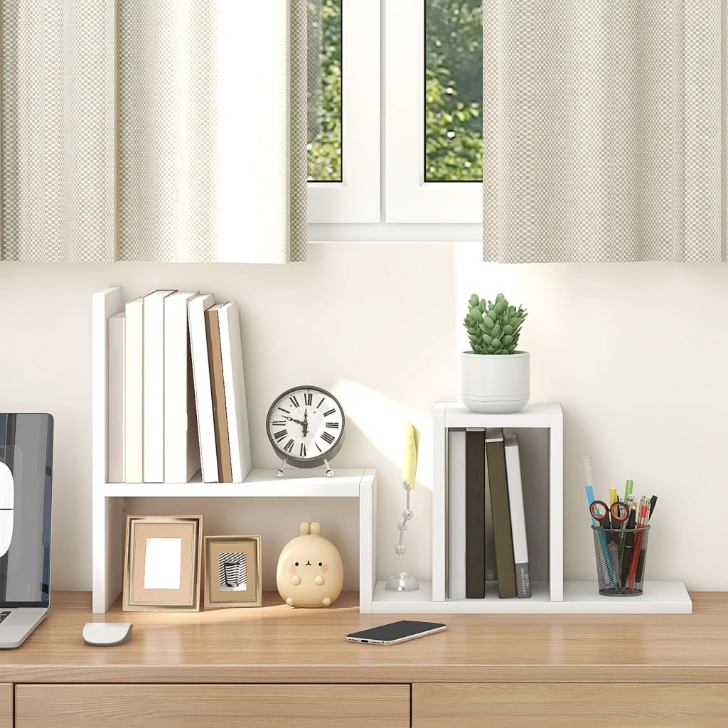 Scrivania modulare con scaffale ¨C Minimal ¨C MDF bianco 2 pezzi