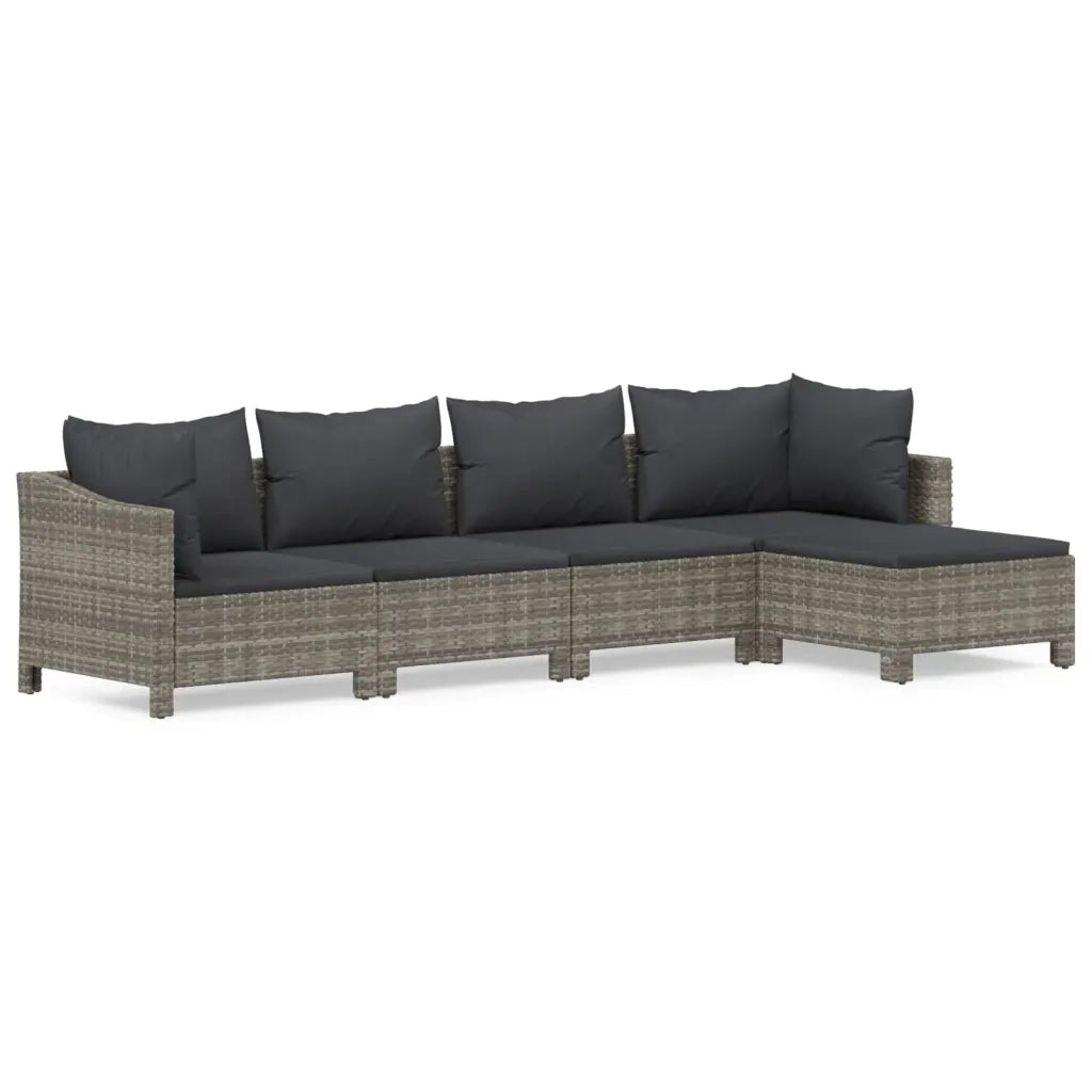 Set Divani da Giardino 5 pz con Cuscini in Polyrattan Grigio 3187270