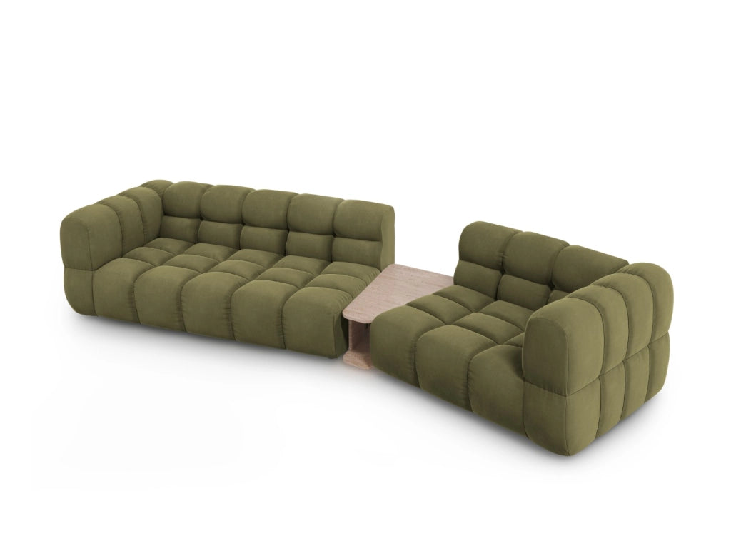 Cosmopolitan Design - Divano modulare destro "Sky" 3 posti in velluto verde chiaro 
