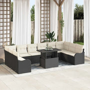 Set Divano da Giardino con cuscino 11 pcs Nero Poly Rattan 3348533