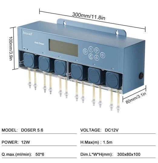 Jebao Doser Doser 5.6 - pompa dosometrica 6 canali Bluetooth con controllo tramite App