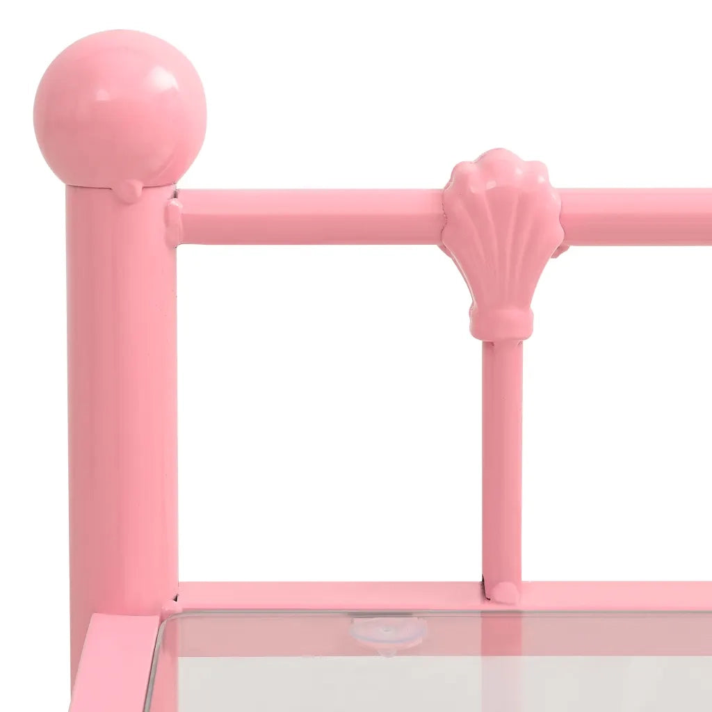 Comodini 2 pz Rosa e Trasparente in Metallo e Vetro