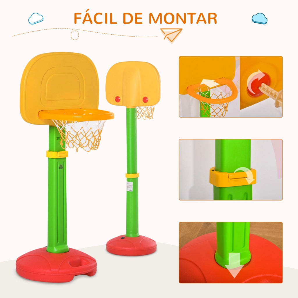 Canestro da Basket Regolabile per Bambini ¨C Minimal ¨C 52.5x44x120-160 cm Multicolore