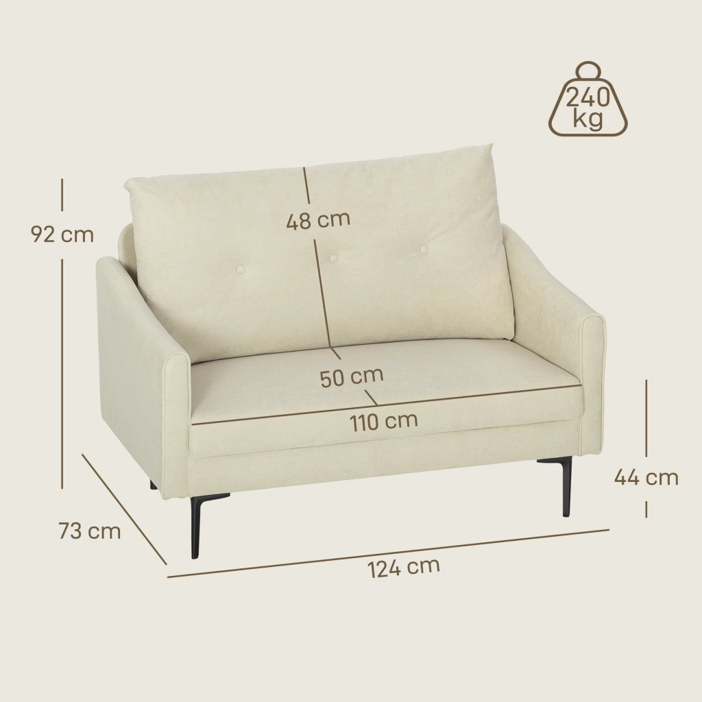 Divano 2 posti imbottito ¨C Minimal ¨C crema metallo