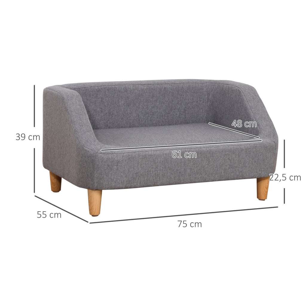 Letto per cane stile scandinavo ¨C Xylo ¨C legno e tessuto grigio sfoderabile 75x55x39 cm