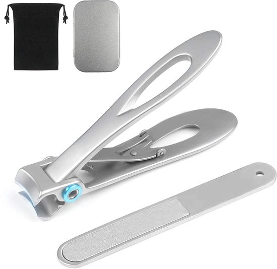 Taglierino per unghie professionale - Taglierino per unghie per teenager - Taglierino in acciaio inossidabile - Taglierino per unghie con guaina - Kit di taglierini per unghie - Taglierino per unghie lungo 9 cm - Taglierino per unghie per teenager