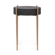 Tavolino Rotondo in Acciaio e Legno Industrial Darcy Nero Bizzotto