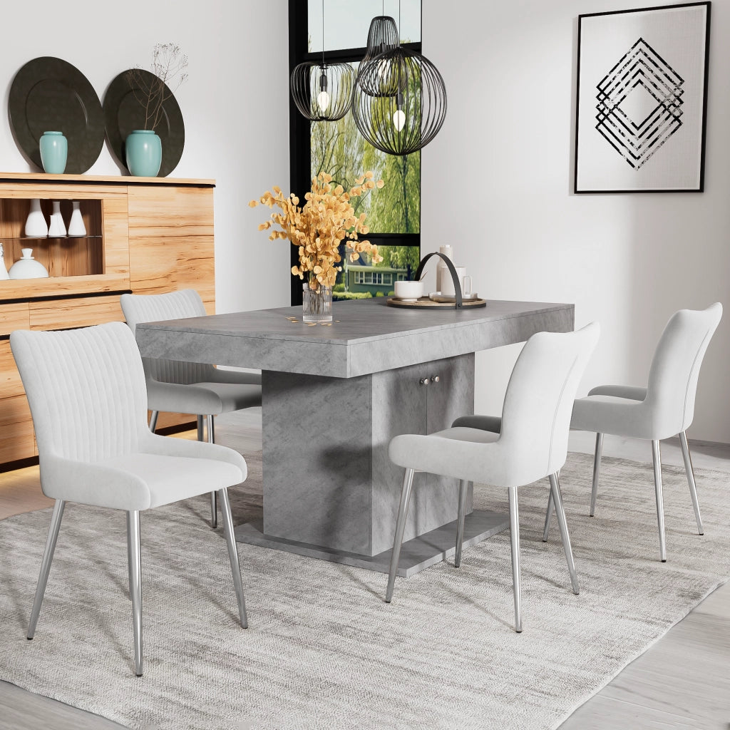 SEDIA DA PRANZO Set da 2 pezzi in velluto grigio con gambe in metallo