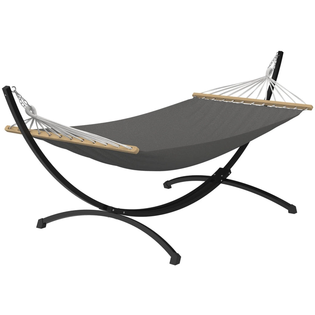 IDMarket - Amaca XL con supporto in metallo nero e telo grigio antracite