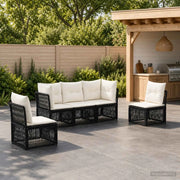 Set Divano da Giardino 5 pz Nero polyrattan 3434152