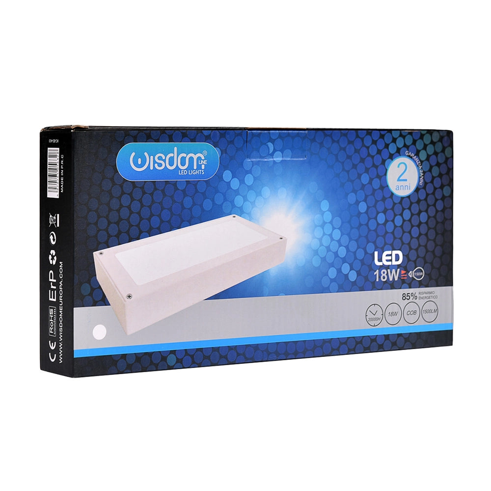 APPLIQUE LED A PARETE 18W LUCE FREDDA 6500K° - MONO-EMISSIONE LUMINOSA ELEGANZA SLIM E PERFORMANCE ELEVATE
