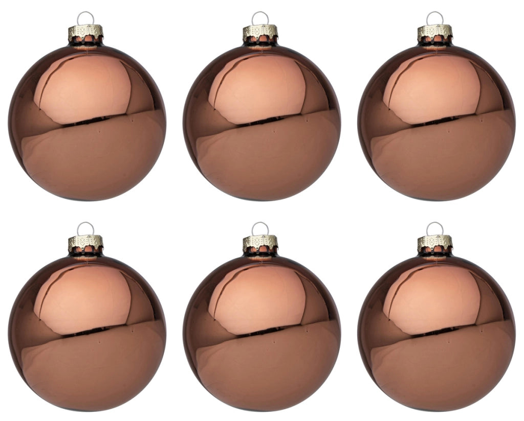 Palline di Natale in Vetro Argilla Lucido Marrone Addobbi Decorazioni Albero Diametro: 80 mm