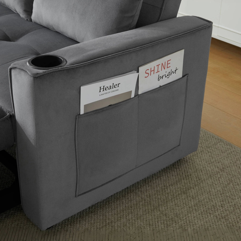 Divano letto pieghevole - Zephmum- Con porta-bicchieri e cuscini