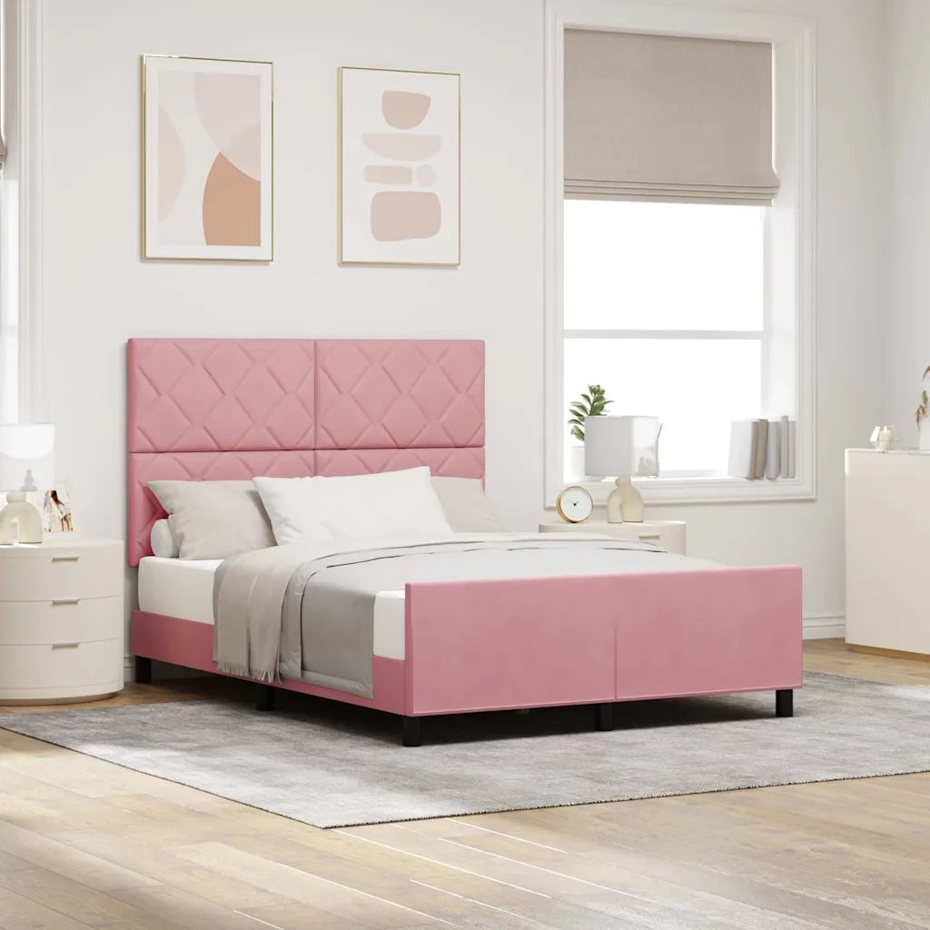 Letto a molle con testiera Rosa 160 x 200 cm Velluto