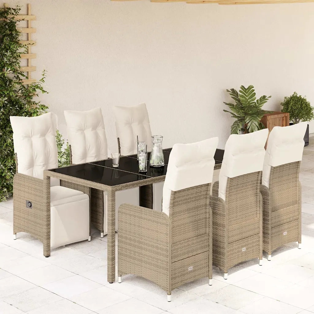 Set Bistrò da Giardino 7 pz con Cuscini in Polyrattan Marrone 3277213