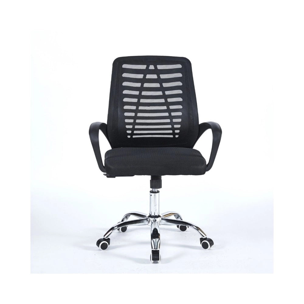 Poltrona operativa per ufficio nera con base cromata NewBisk