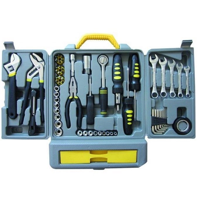 BLINKY BK-102 Assortimento Utensili 102 Pezzi Valigetta in ABS con Pinze Giraviti Chiavi Combinata Cricchetto Bussole Chiavi Brugola Inserti colore Nero