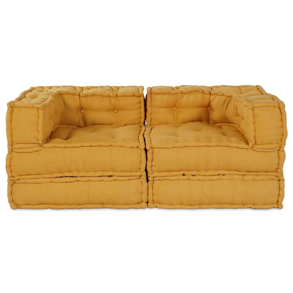 Divano Modulare a Fiori 2 pcs Giallo 140 x 70 x 56 cm Tessuto 3315081