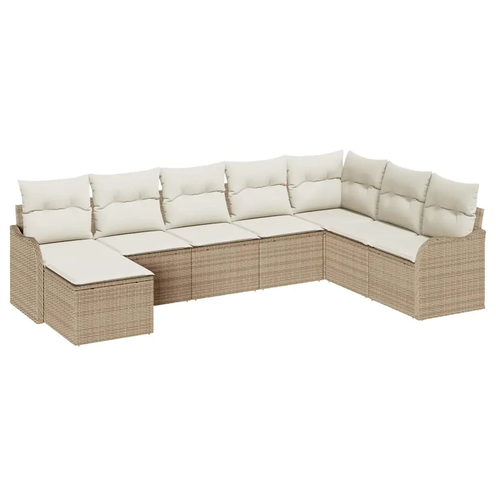 Set Divano da Giardino 8 pcs Beige polyrattan