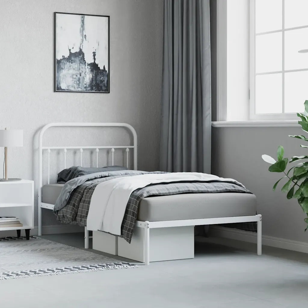 Giroletto con Testiera Metallo Bianco 100x190 cm 352621